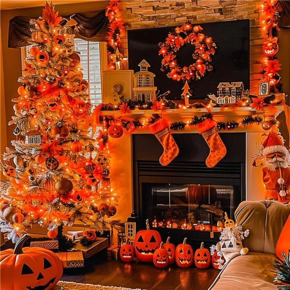 66ft 200 LED Halloween Lights Outdoor,Connectable Halloween Orange String Lights